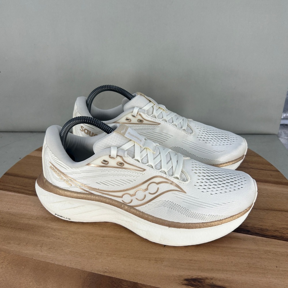 Saucony Ride 17 Womens Running Shoes White Gold S11000-104 Size 9 Cushioned